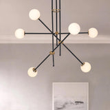 Modern 12-Light Warm Light Sputnik Chandelier in Black & Gold