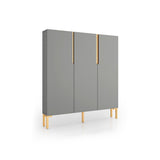 Nordic Gray Shoe Cabinet 3-Door Slim Shoe Organizer Adjustable Shelves in Small