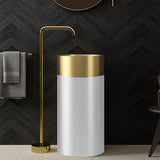 Gold Modern Luxury Round Stainless Steel Sink Pedestal Sink Freestanding