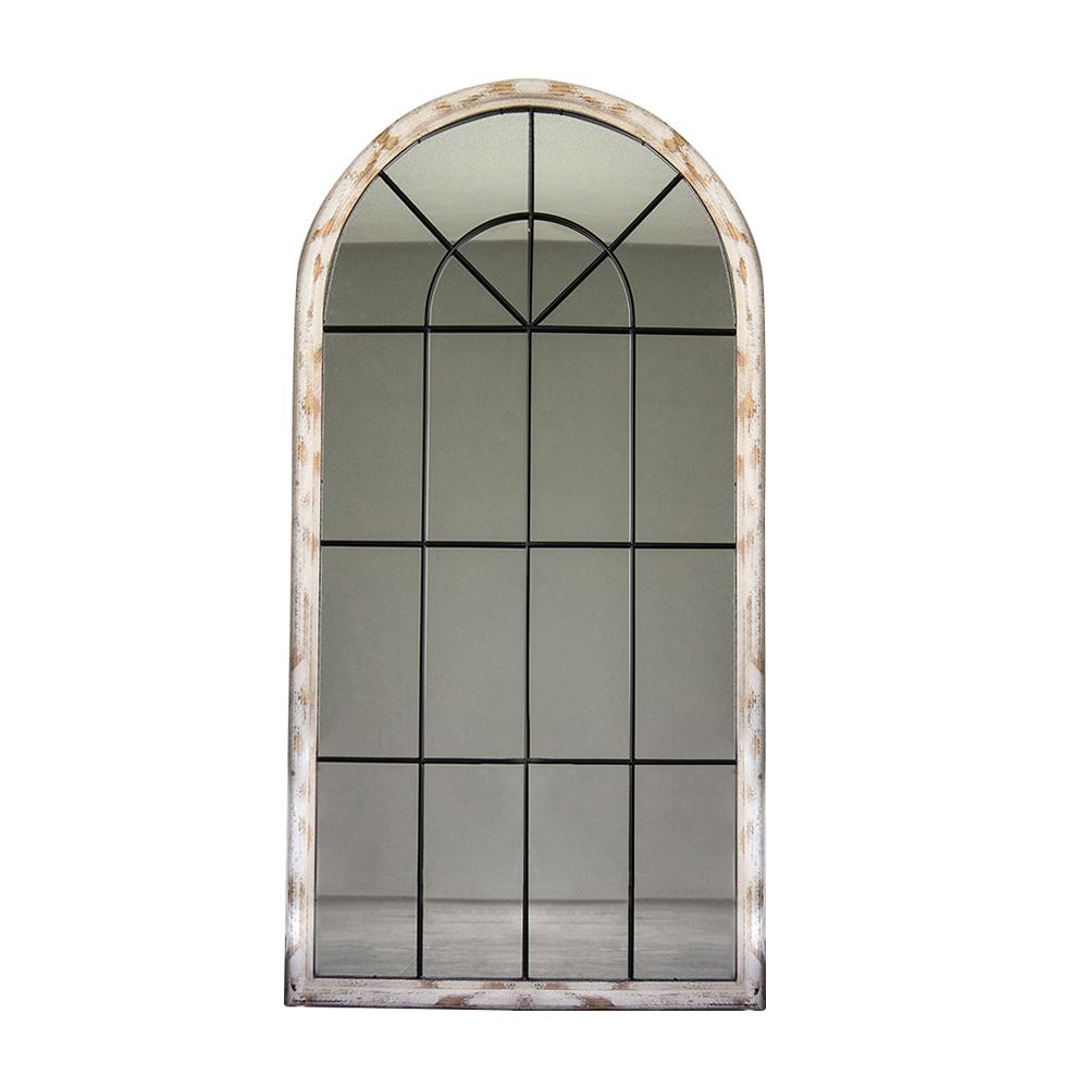 Full Length Arch Mirror Farmhouse Floor Mirror in Distressed White