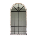 Full Length Arch Mirror Farmhouse Floor Mirror in Distressed White