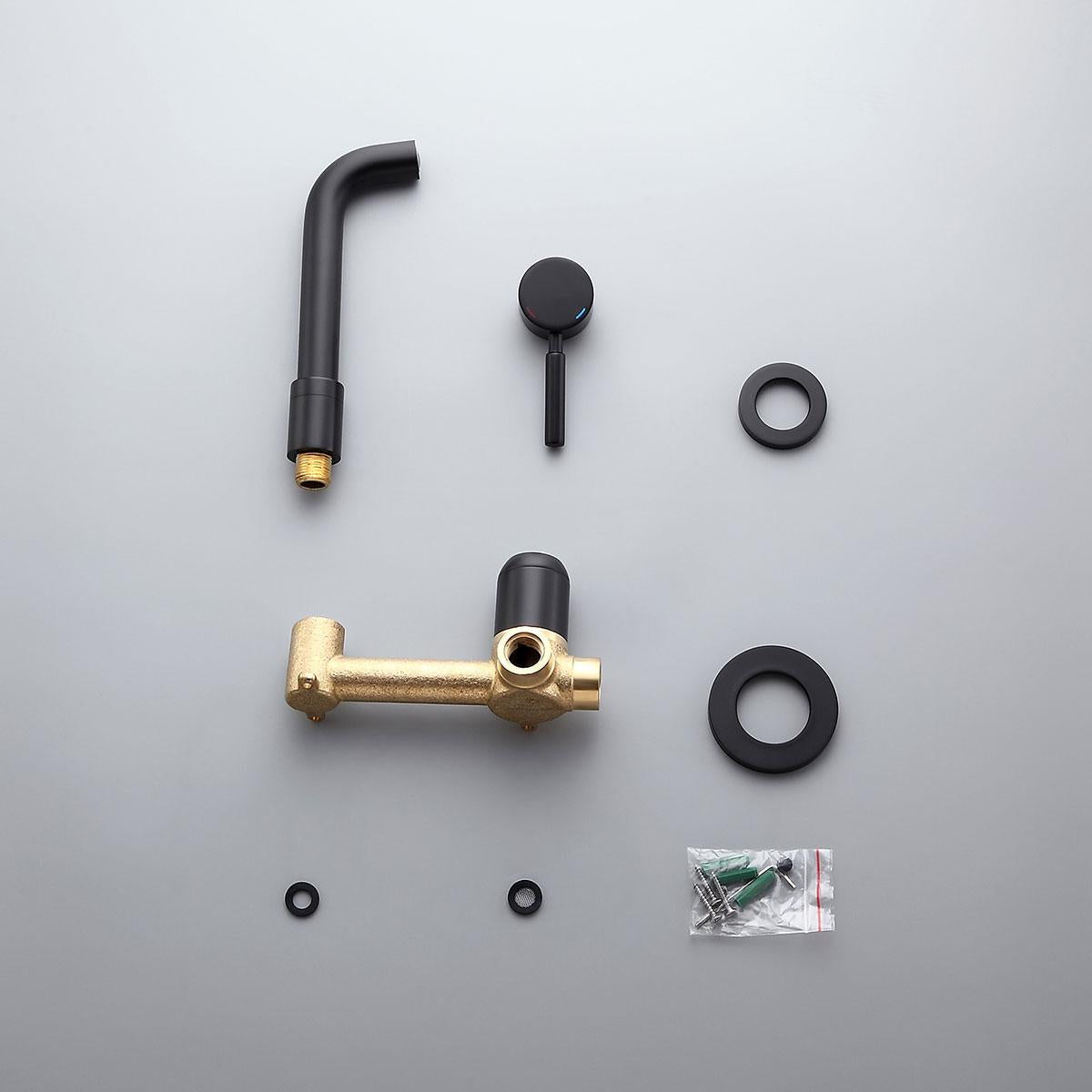 Stev Solid Brass Modern Wall-Mount Bathroom Sink Faucet with Single Handle in Matte Black