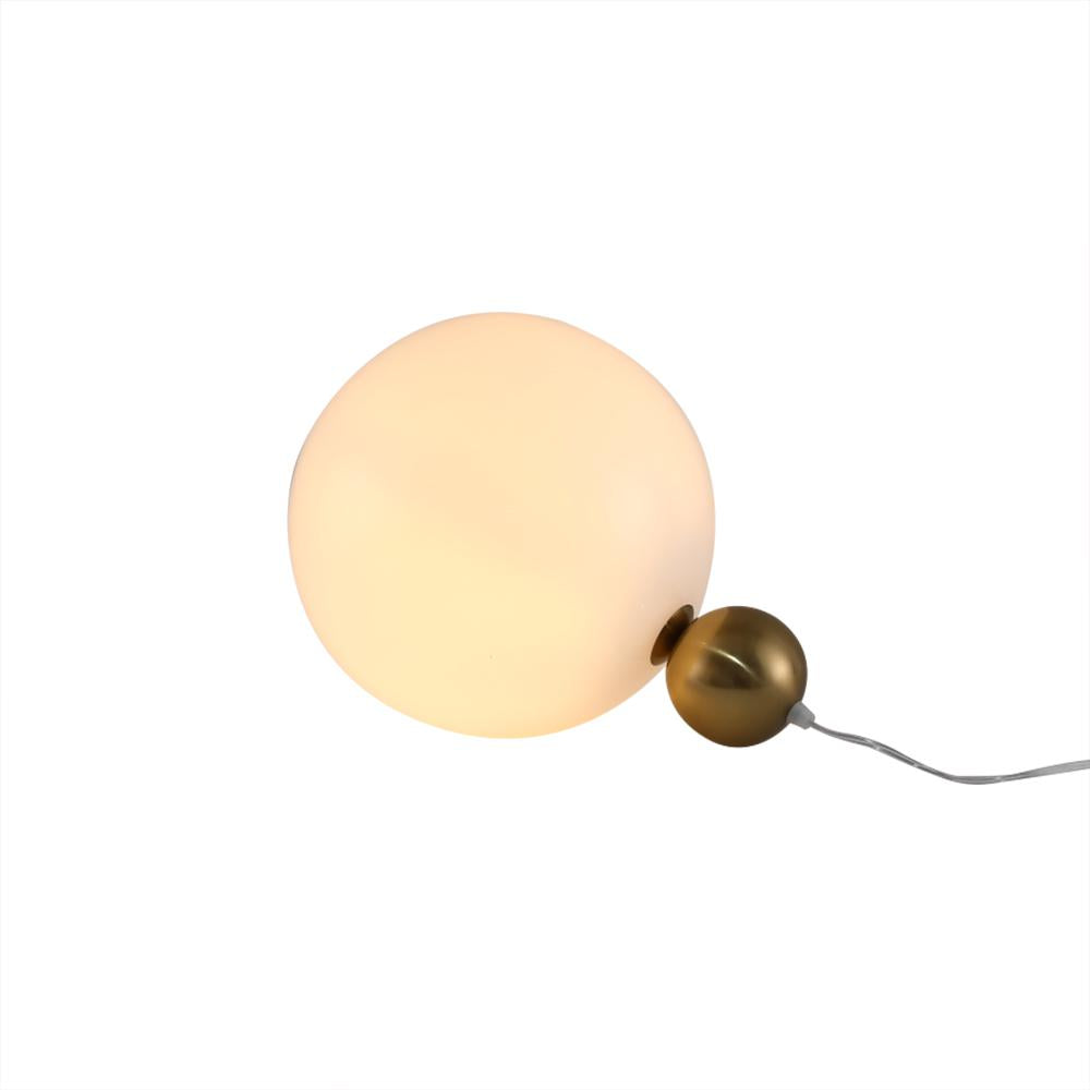 1-Light White Globe Table Lamp with Gold Globe Base