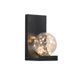 Modern Black LED Flush Mount Wall Sconce with Glass Globe Shade