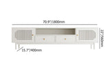 Farmhouse Rattan Wood TV Stand with 2 Drawers & Doors in Off White for TV up to 80"