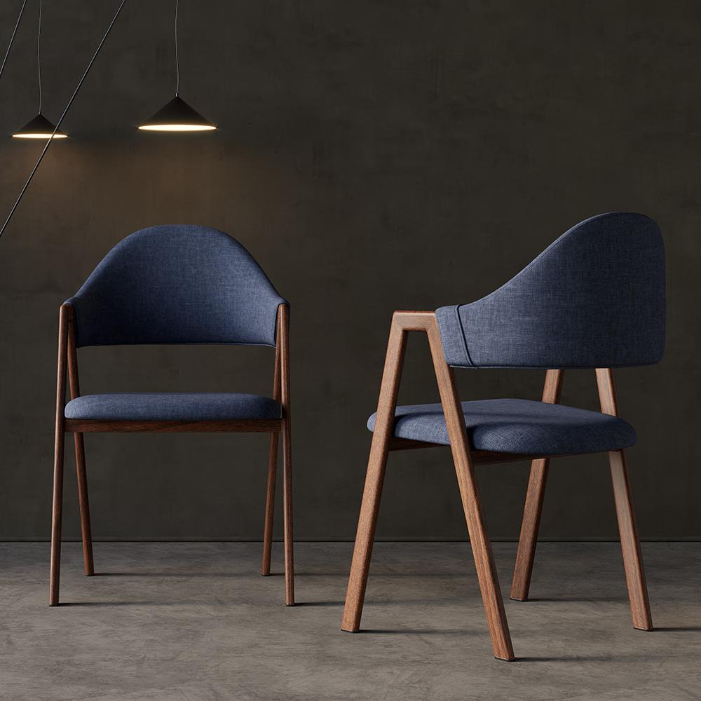 Gray Linen Upholstered Dining Chair Side Chair (Set of 2)