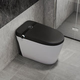 Elongated One-Piece Smart Toilet Floor Mounted Automatic Toilet in Black & Gold Rim