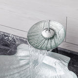 Vessel Transparent Shell Shaped Crystal Glass Bowl Bathroom Wash Sink with Faucet