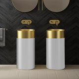 Gold Modern Luxury Round Stainless Steel Sink Pedestal Sink Freestanding