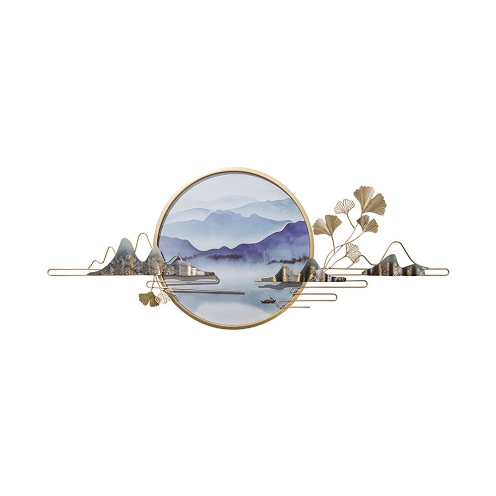 Modern Ginkgo Leaves Metal Wall Decor with Landscape Patterns