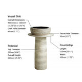 Kaolin Clay Pedestal Sink Wash Sink without Drain & Faucet Outdoor and Indoor