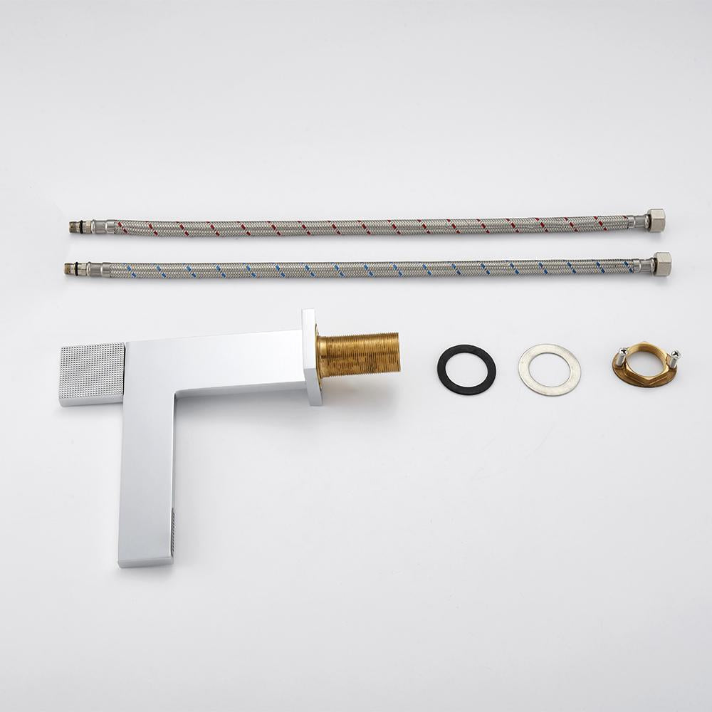 Brushed Gold Modern Bathroom Sink Faucet Single Handle 1-Hole Solid Brass