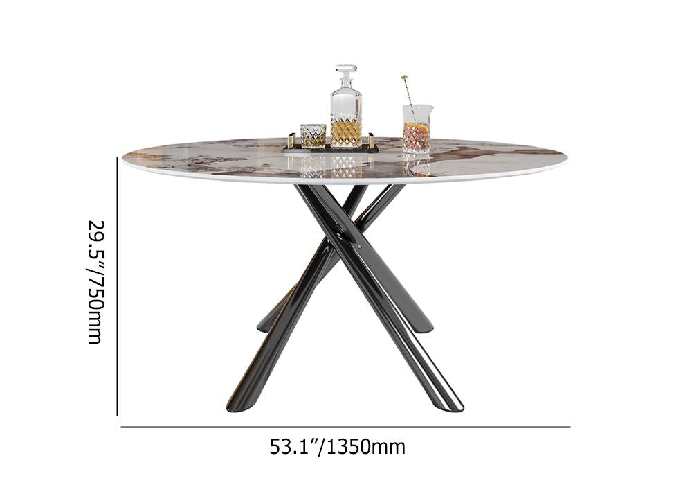 53" Modern Round Dining Table Faux Marble Tabletop for 6 Person
