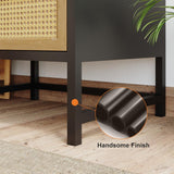 Industrial Nightstand Rattan Nightstand with 2 Drawers Storage for Bedroom