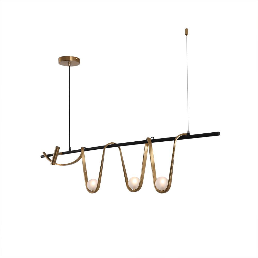 Modern Bronze Linear Island Light Unique Spiral Pendent Light for Dining Room