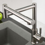 Brushed Nickel Deck-Mount Retractable Pot Filler Kitchen Faucet 1-Lever Stainless Steel