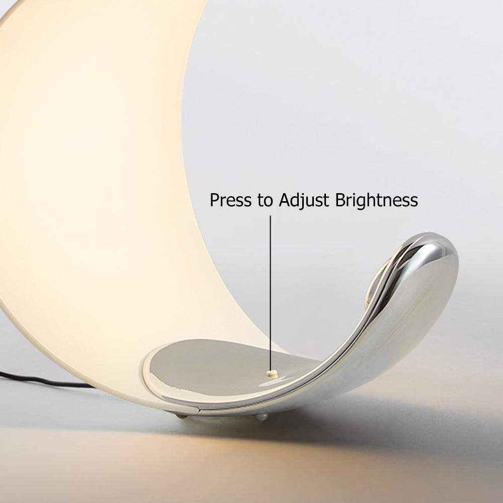 White Half-Moon Table Lamp Dimmable Metal Desk Lamp