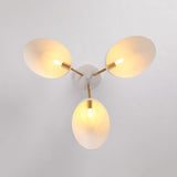 Modern 3-Light Geometric Semi Flush Mount Light Ceiling Lamp Fixture with White Shade