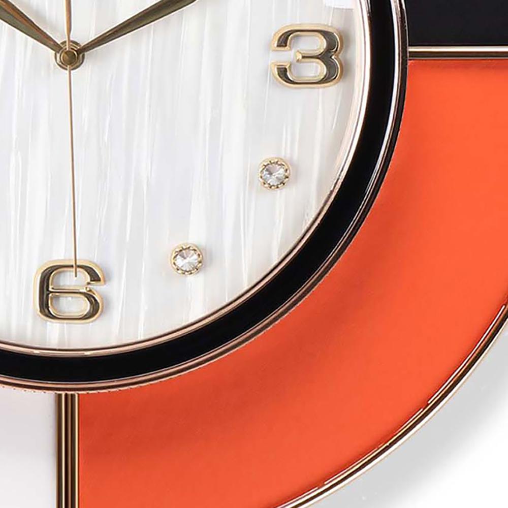 Modern Novelty Geometric Metal & Faux Leather Abstract Mute Metal Wall Clock