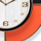 Modern Novelty Geometric Metal & Faux Leather Abstract Mute Metal Wall Clock