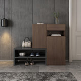 Gray Corner Shoe Storage Cabinet with 7 Shelves & 1 Drawer Entryway Shoe Storage