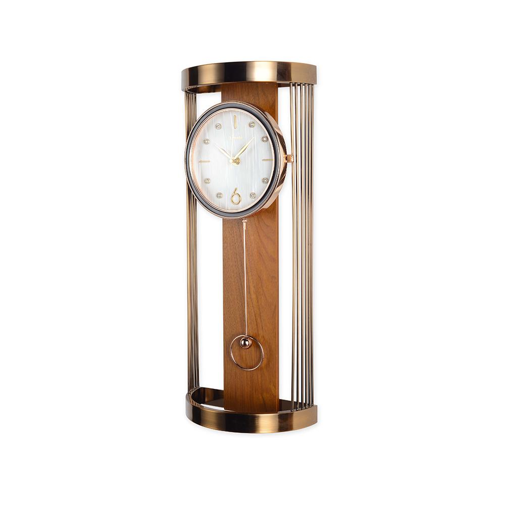 Modern Metal Hollow-out Wall Clock with Pendulum & Rhinestones