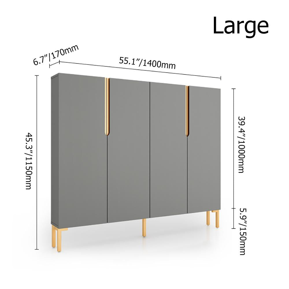Nordic Gray Shoe Cabinet 3-Door Slim Shoe Organizer Adjustable Shelves in Small