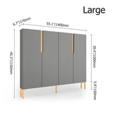 Nordic Gray Shoe Cabinet 3-Door Slim Shoe Organizer Adjustable Shelves in Small