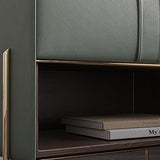 Modern Gray Nightstand Stone Top Bedside Table with Charger & Light