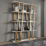 Modern Parallel Etagere Bookshelf in Black & Gold