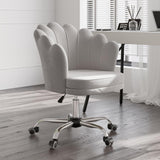 Blue Modern Swivel Office Chair Velvet Upholstered Task Chair Adjustable Height