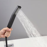 Ridge Wall Mount Waterfall Bathtub Faucet Matte Black with Hand Shower Solid Brass
