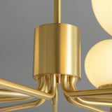 Modern Brass Sputnik Chandelier 9-Light with Glass Shade for Living Room
