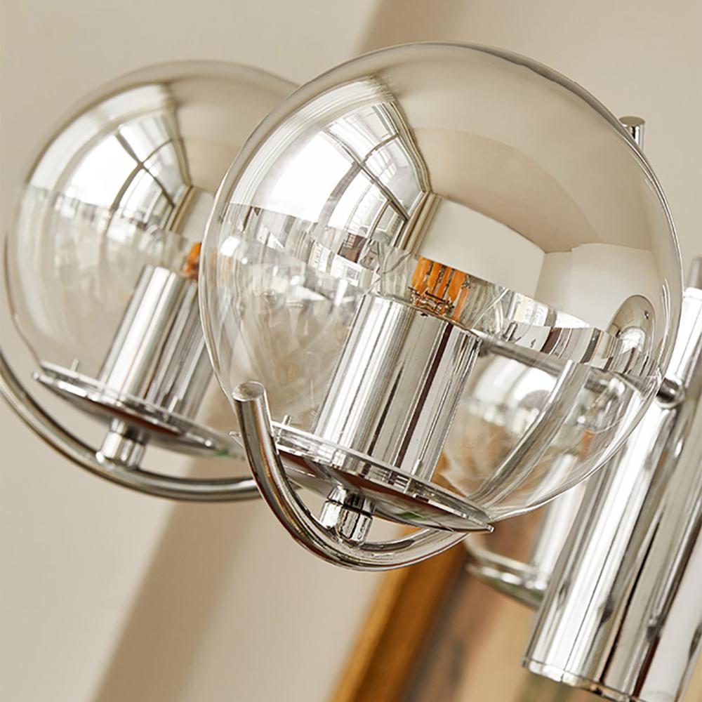 Modern Globe Sputnik Chandelier 5-Light Chrome Glass Ceiling Light