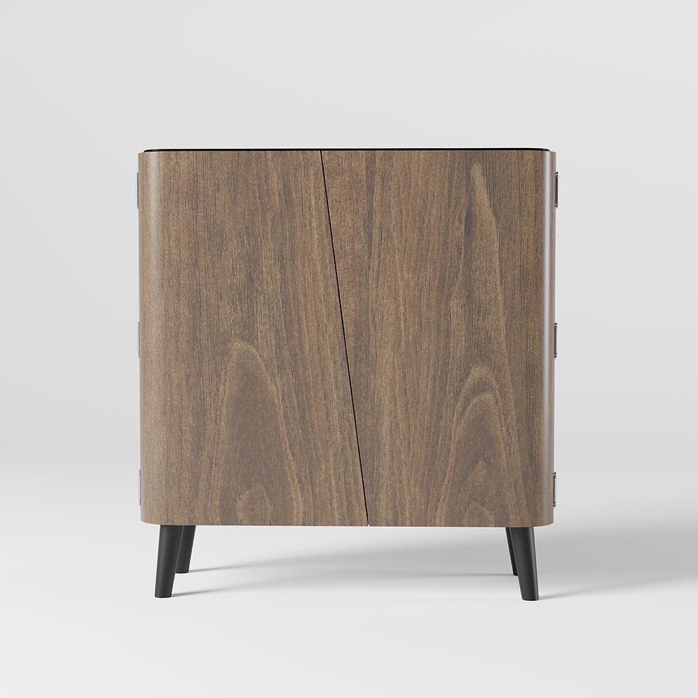 Walnut Shoe Storage Cabinet with 2-Door in Black 14 Pairs