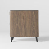 Walnut Shoe Storage Cabinet with 2-Door in Black 14 Pairs