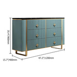 47" Modern Blue Dresser Faux Marble Top Cabinet with 6 Drawers in Gold