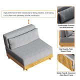 9 Pieces Teak Modular Outdoor Patio Sectional Sofa Set with Coffee Table and Cushion