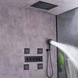 20'' Wall-Mounted LED Thermostatic Shower System with Waterfall Rain & 4 Body Jets