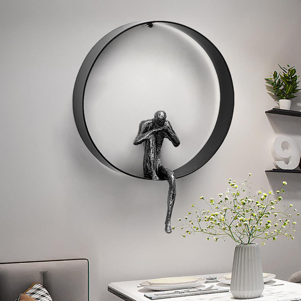 Modern 3D Artistic Figure Metal and Resin Wall Decor in Black
