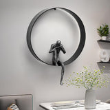 Modern 3D Artistic Figure Metal and Resin Wall Decor in Black