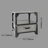 Industrial Metal Nightstand Bedside with Storage 1 Drawer Brushed Black
