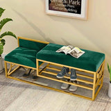 39.4" Gray Shoe Storage Bench Entryway Bench Velvet Upholstered with Metal Frame