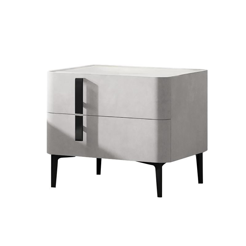 Modern Nightstand with Drawers & Sintered Stone Top Freestanding Bedside Table in Green