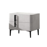 Modern Nightstand with Drawers & Sintered Stone Top Freestanding Bedside Table in Green
