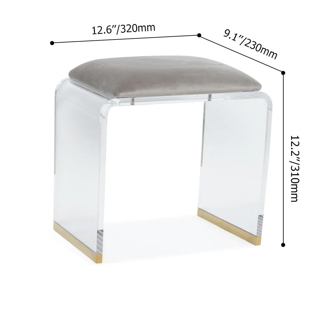 Gray Acrylic Ottoman Vanity Stool Clear and Gold-Large