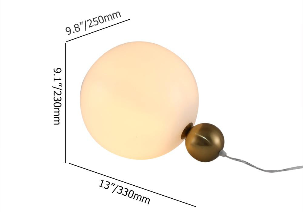 1-Light White Globe Table Lamp with Gold Globe Base