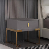 Black Bedroom Nightstand with Drawer Bedside Table Stainless Steel Base