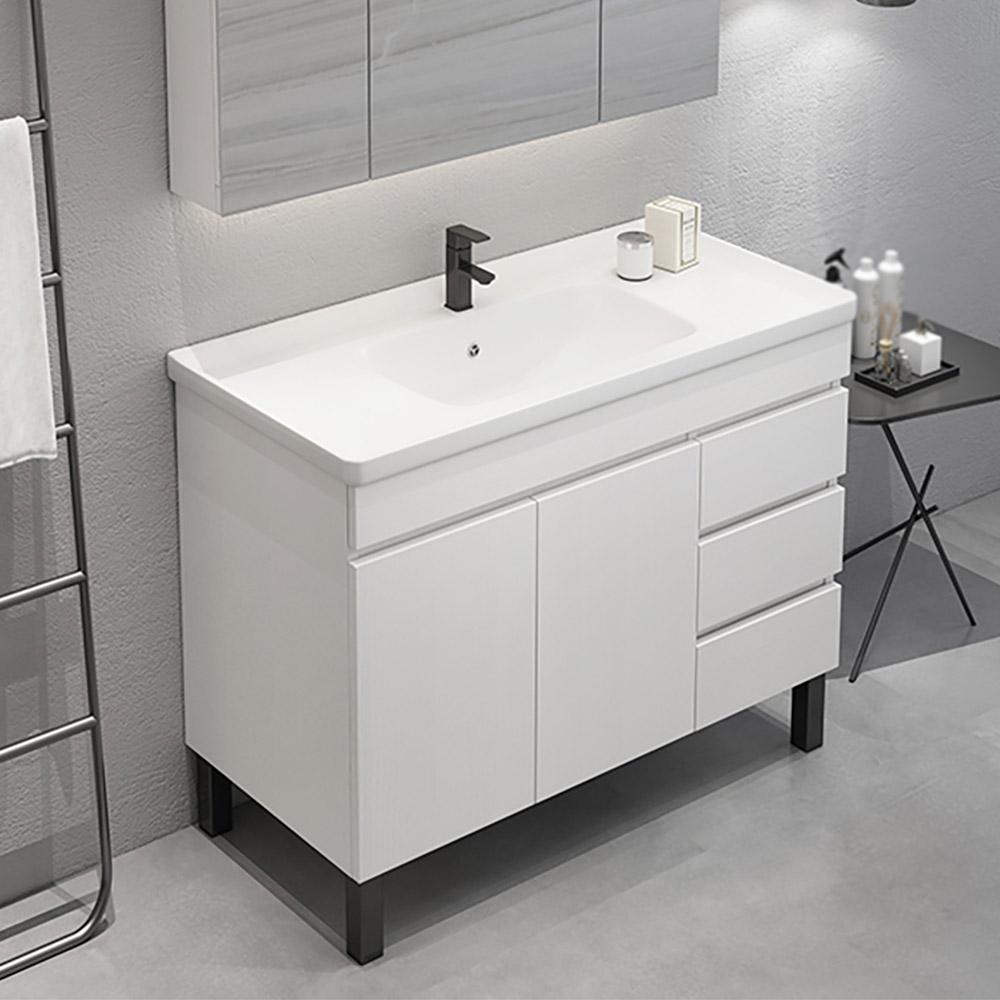 36" Modern Black Bathroom Vanity Ceramics Single Sink Freestanding with 3 Drawers