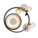 Modern 6 Light LED Black Geometric Bubble Flush Mount Ceiling Light with Glass Shade